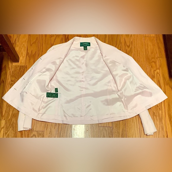 Women’s 10 Petite Lauren Ralph Lauren Light Pink Silk Linen Blend Blazer Jacket - Picture 8 of 13